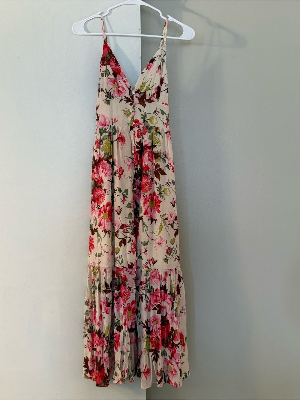NWT Abercrombie XXSP Floral V-Neck Spaghetti Strap Maxi Dress